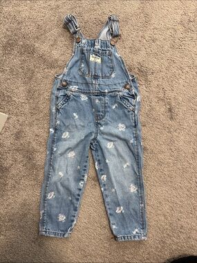OshKosh B'gosh Light Blue Denim Floral Overalls 2T